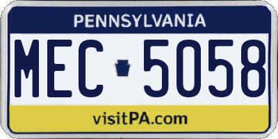 PA license plate MEC5058