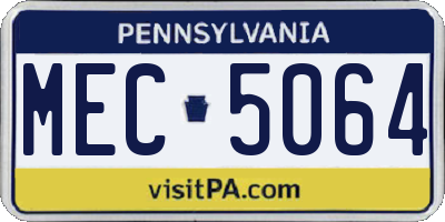 PA license plate MEC5064