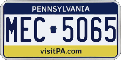 PA license plate MEC5065