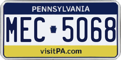 PA license plate MEC5068