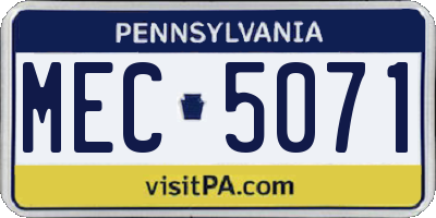 PA license plate MEC5071