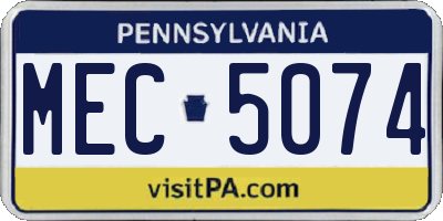 PA license plate MEC5074