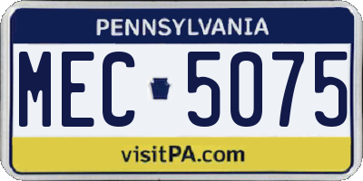 PA license plate MEC5075