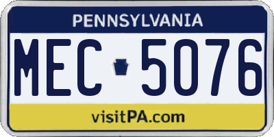 PA license plate MEC5076