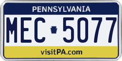 PA license plate MEC5077