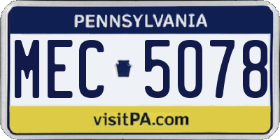 PA license plate MEC5078