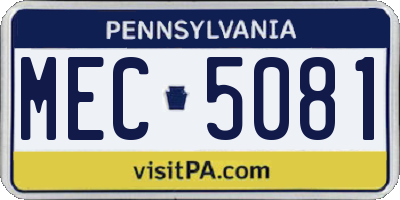 PA license plate MEC5081