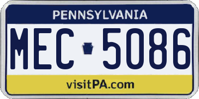 PA license plate MEC5086