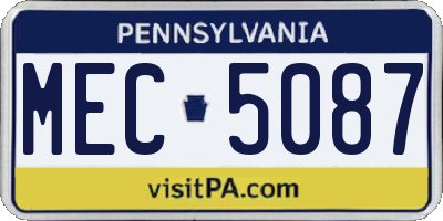 PA license plate MEC5087