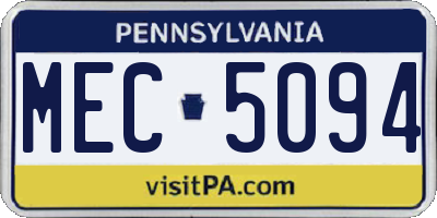 PA license plate MEC5094