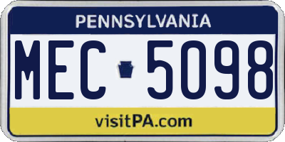 PA license plate MEC5098