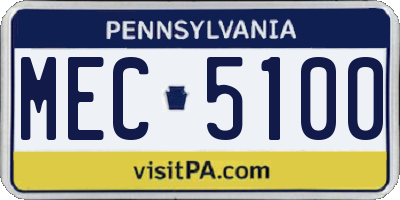 PA license plate MEC5100