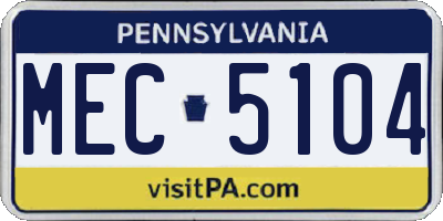 PA license plate MEC5104