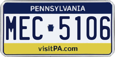 PA license plate MEC5106