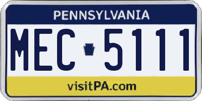 PA license plate MEC5111