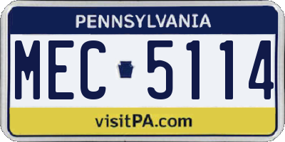 PA license plate MEC5114