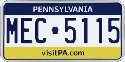 PA license plate MEC5115