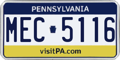 PA license plate MEC5116
