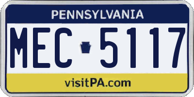PA license plate MEC5117