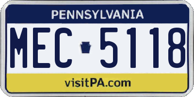 PA license plate MEC5118