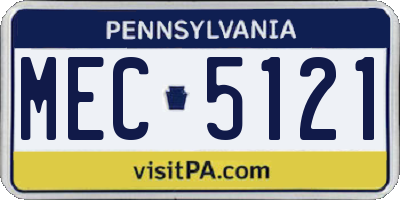 PA license plate MEC5121
