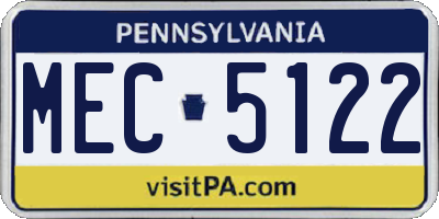 PA license plate MEC5122