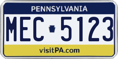 PA license plate MEC5123
