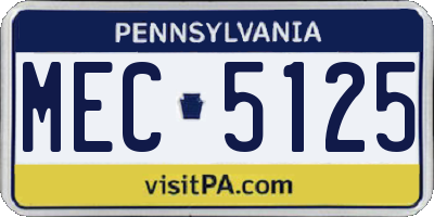 PA license plate MEC5125