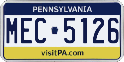 PA license plate MEC5126