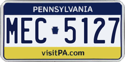 PA license plate MEC5127