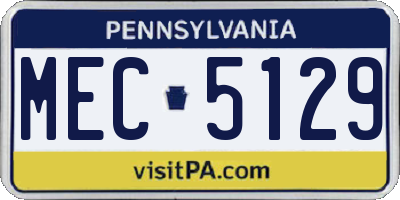 PA license plate MEC5129