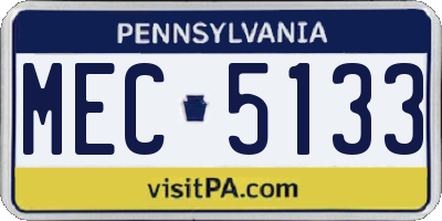 PA license plate MEC5133