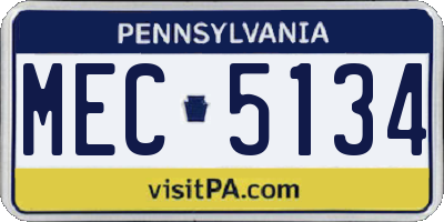 PA license plate MEC5134