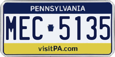 PA license plate MEC5135