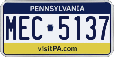 PA license plate MEC5137