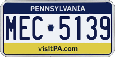 PA license plate MEC5139