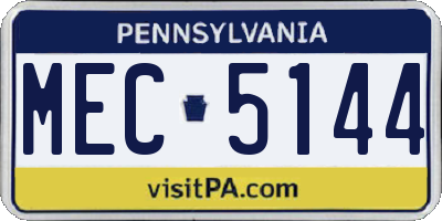 PA license plate MEC5144
