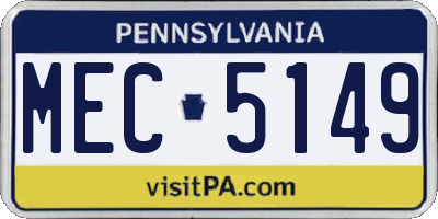 PA license plate MEC5149