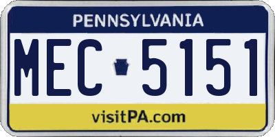 PA license plate MEC5151