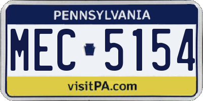 PA license plate MEC5154