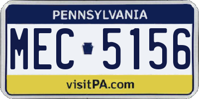 PA license plate MEC5156