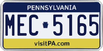 PA license plate MEC5165