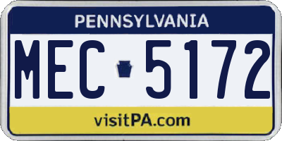 PA license plate MEC5172