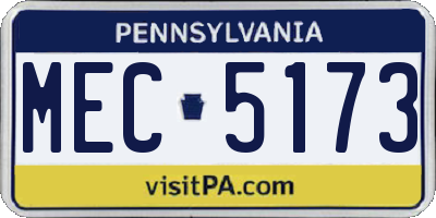 PA license plate MEC5173