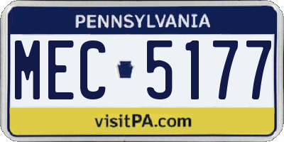 PA license plate MEC5177