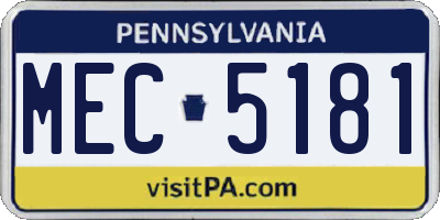 PA license plate MEC5181