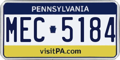 PA license plate MEC5184