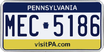PA license plate MEC5186