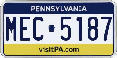 PA license plate MEC5187