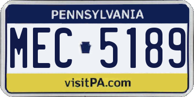 PA license plate MEC5189